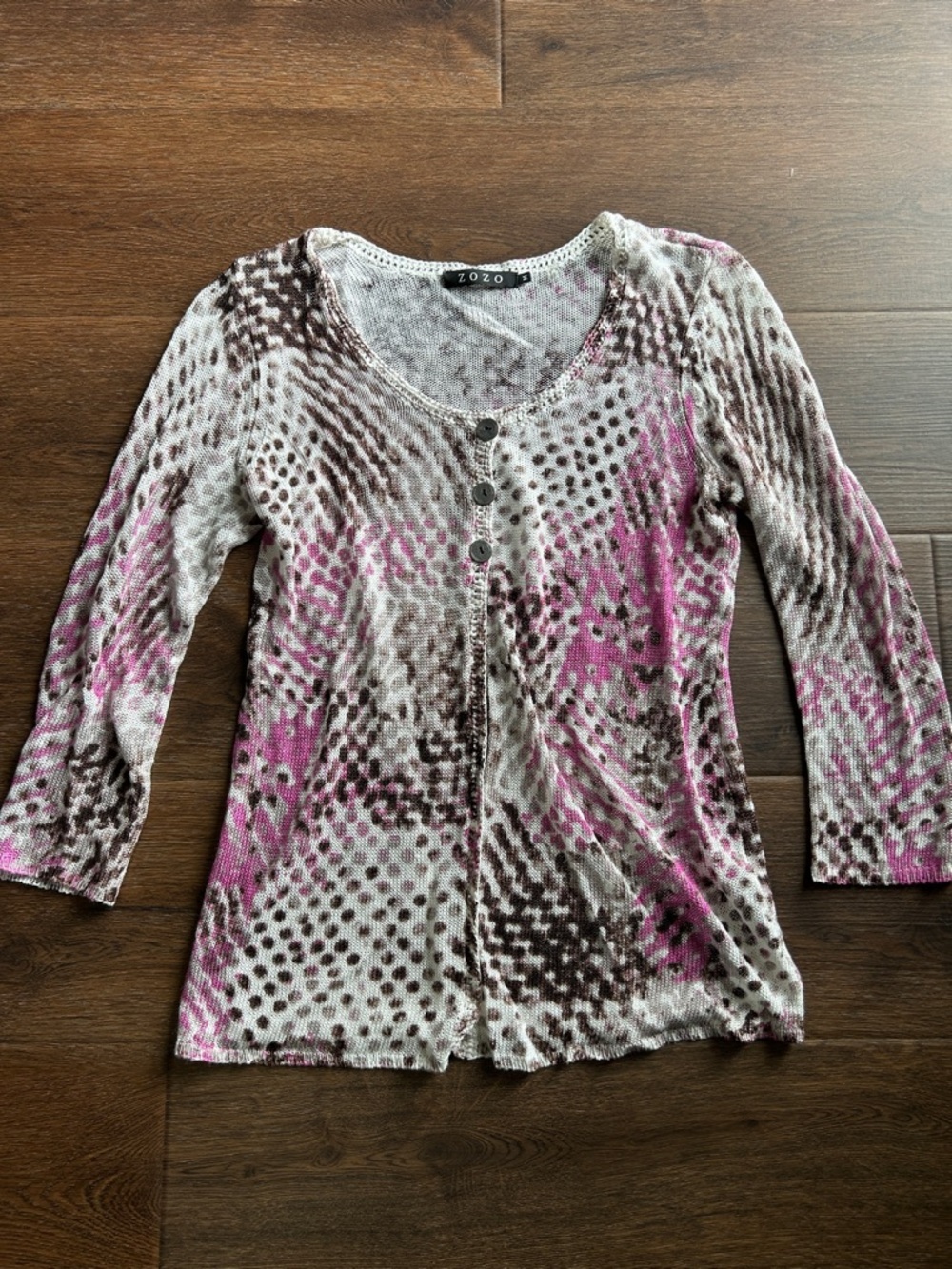Zozo Pink & Brown Cardigan  | Zozo Cardigan | Pink Cardigan  | Linen